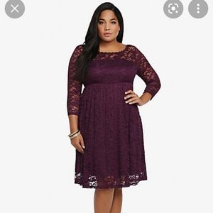 Torrid Purple lace empire dress